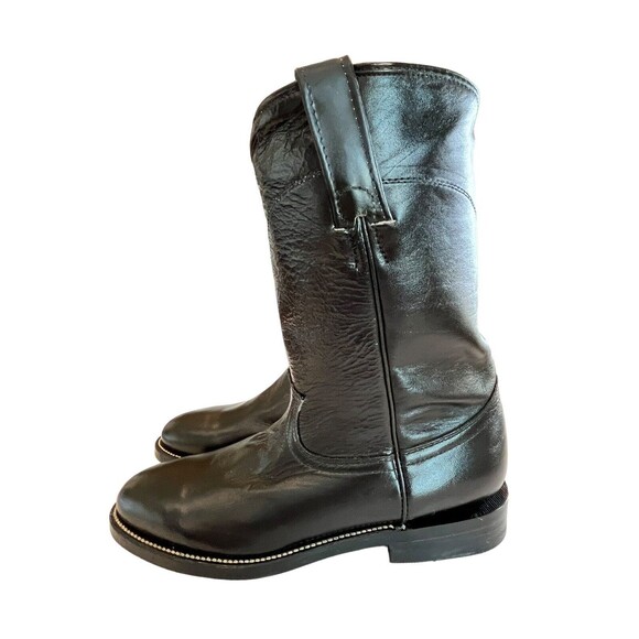 Cowtown Mens women’s Roper Black Leather Western Boots 6B Hand Made - Picture 5 of 10